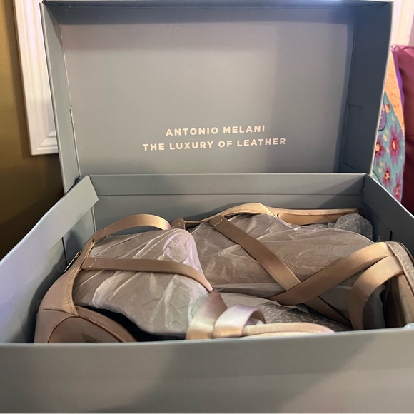 Antonio Melani. Size 8. Open toe, satin heels. - Picture 4 of 5